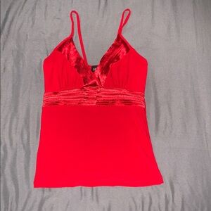 Red Sleeveless V-Neck Top